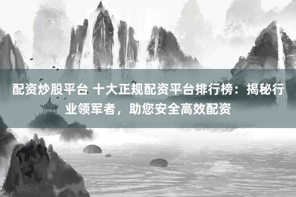 配资炒股平台 十大正规配资平台排行榜：揭秘行业领军者，助您安全高效配资